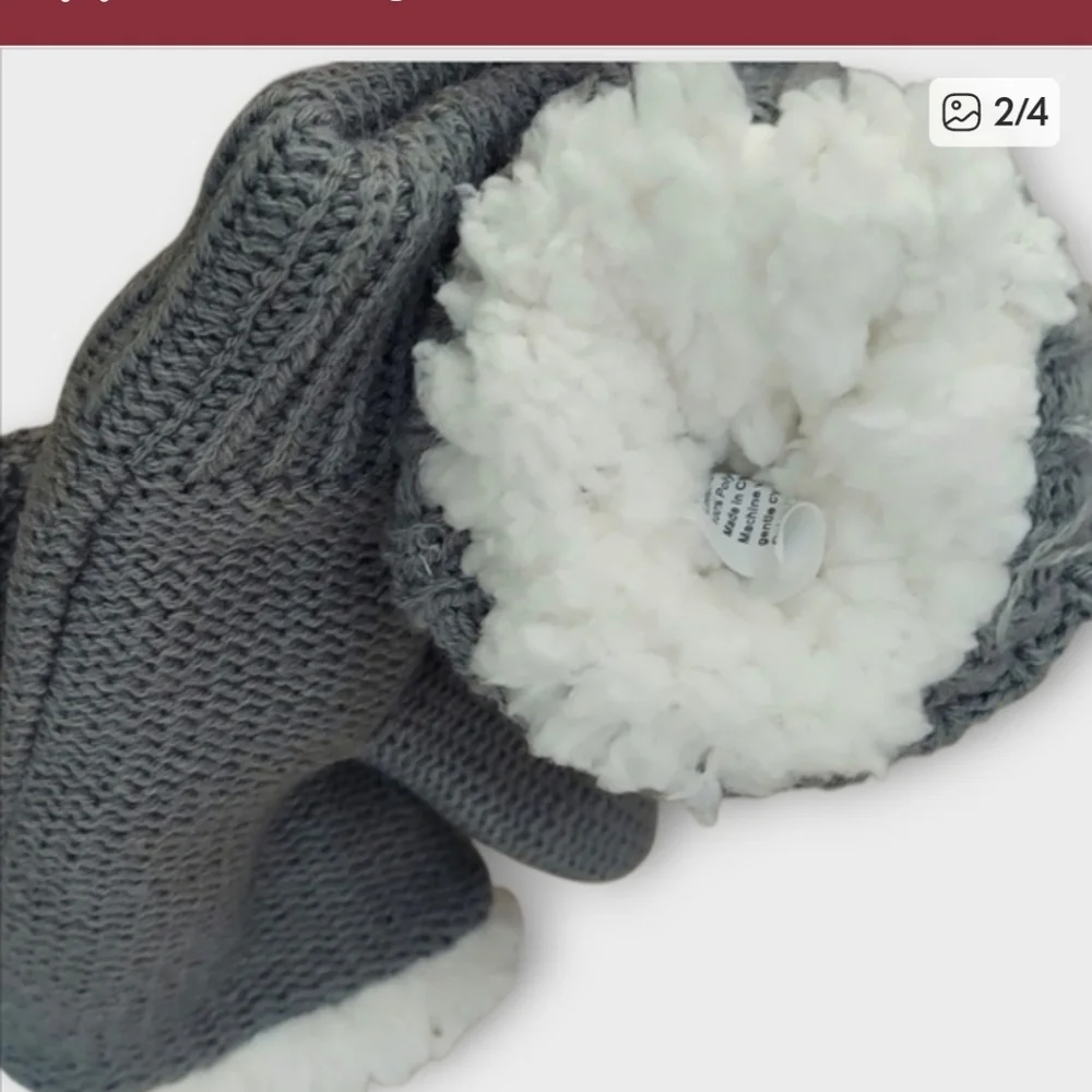 NWT Cozy Gray Fleece Lined Flip Top Mittens